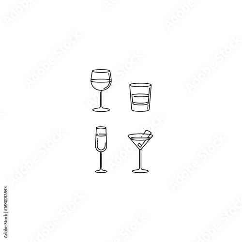Elegant Assortment of Crystal Drinkware for Celebrations Isolated on Transparent Background