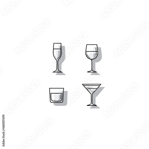 Elegant Cocktail Glasses Collection for Festive Celebrations and Bar Ambiance isolated on transparent background