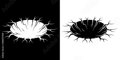 Cracked earth graphic, illustrating a broken surface, perfect for disaster, decay, or erosion