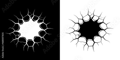 Cracked wall revealing a hidden space, perfect for impactful visuals and creative design projects