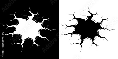 Cracked surface revealing a void, perfect for illustrating damage, destruction, or transitions