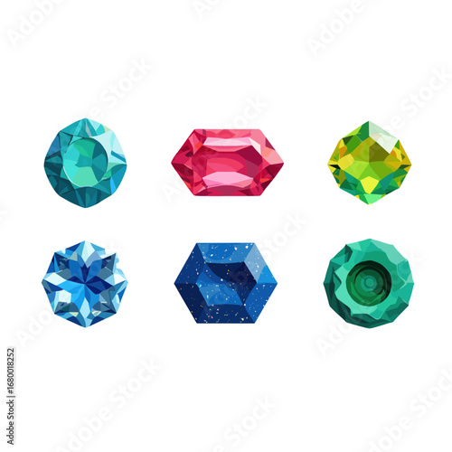 Collection of Sparkling Gemstones Isolated on Transparent Background for Jewelery Design