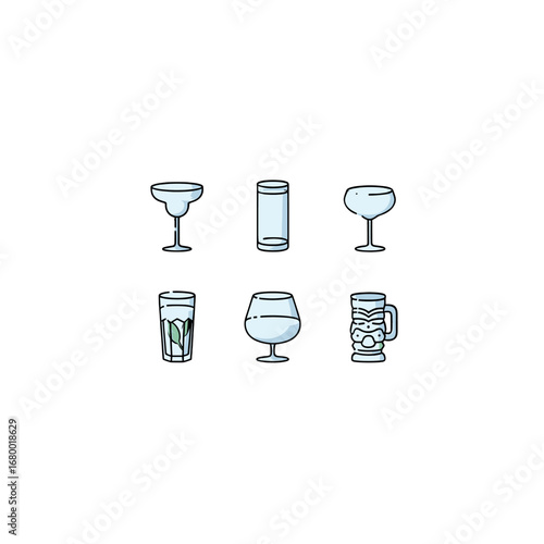 Collection of Refreshing Beverage Glasses for Celebrations and Gatherings Isolated on Transparent Background