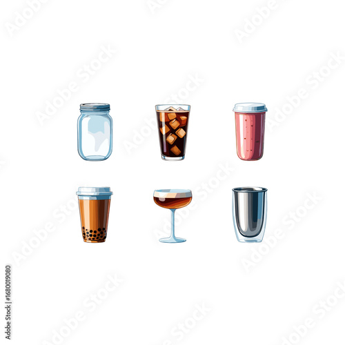Refreshing Cold Beverages In Glassware With Ice And Fruit Isolated On Transparent Background For Summer