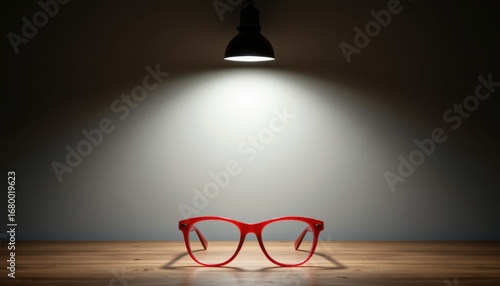 Red lightbulb resting on a table surrounded by everyday objects illustrating everyday life and simple living