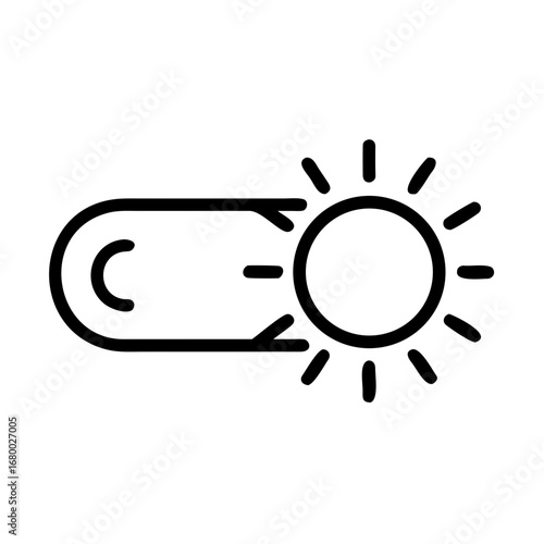 Sunlight adjustment concept with an icon indicating the on/off switch of the sun