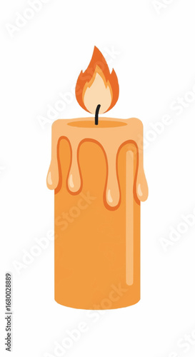 Christmas 2025  decorative orange candle with dripping wax and flickering flame for home decor and relaxation vector art vector