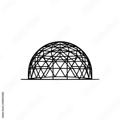 Silhouette vector geodesic dome for logo design, geometric structure, architectural element