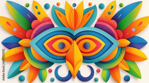 Bold Abstract Background Inspired by Mexican Traditions Featuring Colorful Patterns and Intricate Geometric Shapes