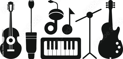 Musical instrument collection silhouette