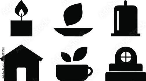 Collection of wellness symbols silhouette