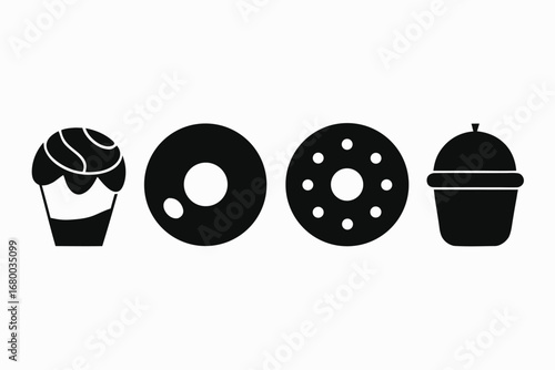 Donuts and Cupcakes icons silhouette