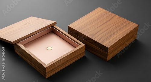 Two Wooden Jewelry Boxes on Dark Background.
