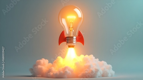 Ignite your brand with this creative lightbulb rocket launching innovative ideas into the future now