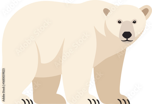 Cartoon Polar Bear Illustration with Black Claws
