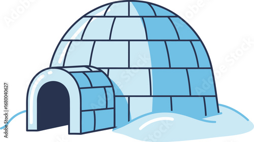 Cartoon Illustration of an Igloo in Snow