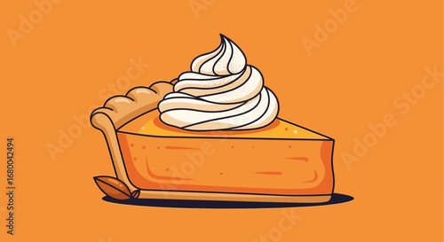 A Delicious Slice of Pumpkin Pie with Whipped Cream Topping Making a Perfect Autumn Dessert Treat
