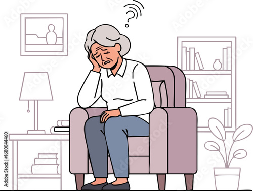 Elderly Woman Suffering from Memory Loss and Confusion.