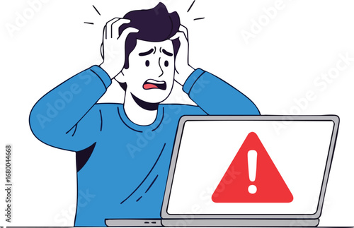 Frustrated Man Facing Computer Error.