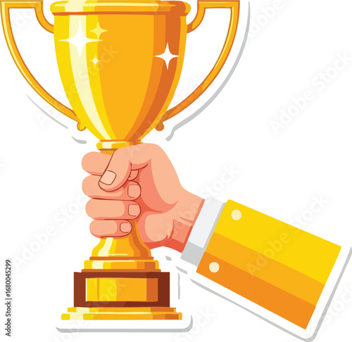 Hand Holding Golden Trophy Cup 2.