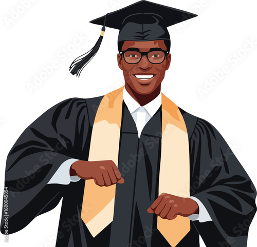 Happy African American Graduate Student.
