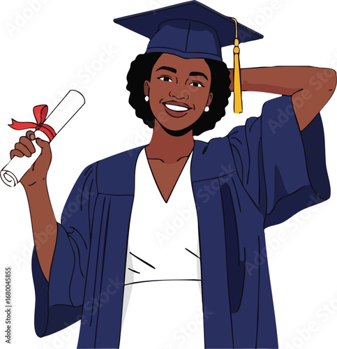 Happy African American Graduate Woman with Diploma.