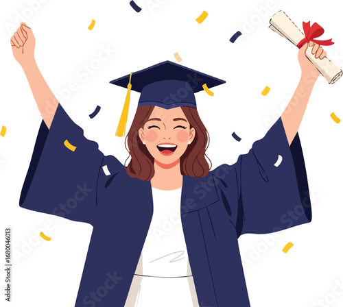 Happy Graduate Celebrating Graduation Success.