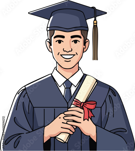Happy Graduate Student with Diploma.