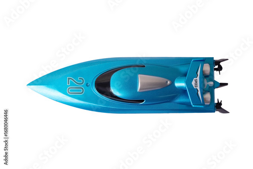 Speed boat model on white background.