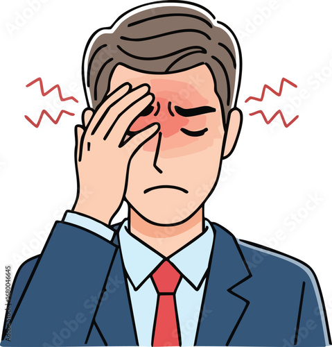 Man with Headache Illustration.