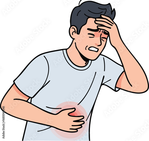 Man Suffering From Stomach Pain.