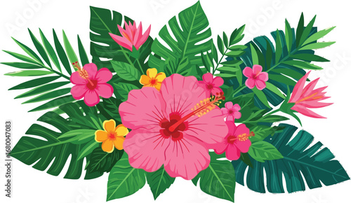 Tropical flowers and vibrant leaves bring a touch of summer to your designs and brighten any project