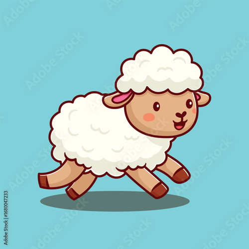 cute cartoon sheep running with smile face collection