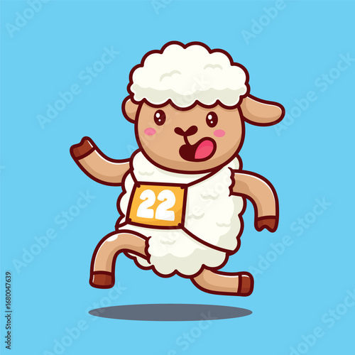 cartoon sheep running collection with smile face flat design collection good for sticker