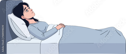 Woman Lying in Bed Feeling Sad and Anxious.