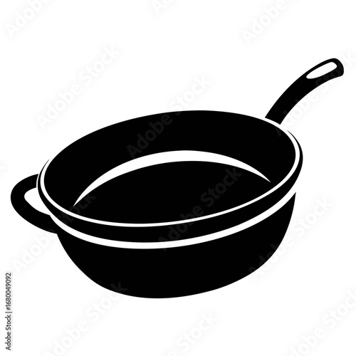 Black Silhouette Cooking Pan Vector Illustration on White Background