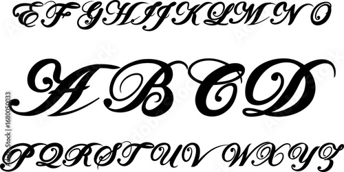 Stylish uppercase calligraphy alphabet in vector EPS format. Perfect for logos, invitations, monograms, branding, posters, and elegant typography design projects.