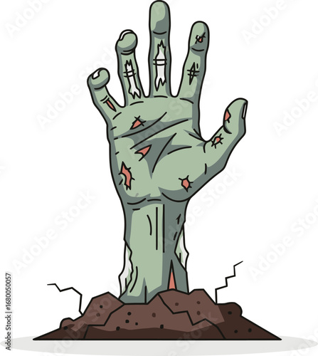 Cartoon Zombie Hand Emerging from the Ground