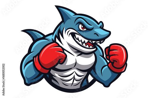Aggressive boxer shark ready to fight with powerful stance and intense gaze