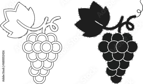 Elegant grape bunches in black and white offer a modern minimalist style for your next design project