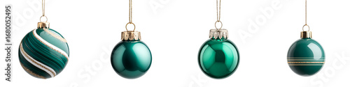 Emerald Green Christmas Baubles: Collection of Shiny Holiday Ornaments