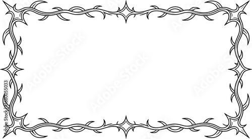 Black and White Rectangular Frame with Sharp Vine Pattern