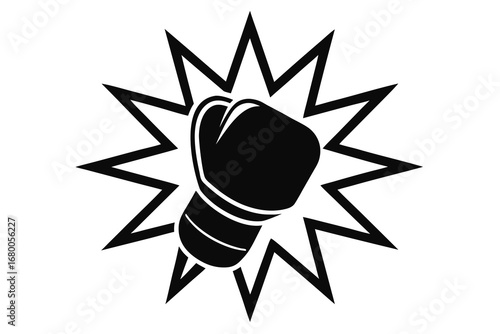 Dynamic boxing glove impact symbol striking with sharp energy burst