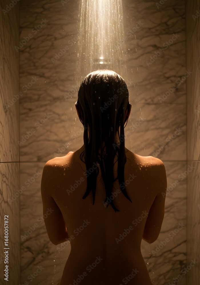 © Dear.Yun - Back view of a naked woman showering © Dear.Yun - Back view of a naked woman showering