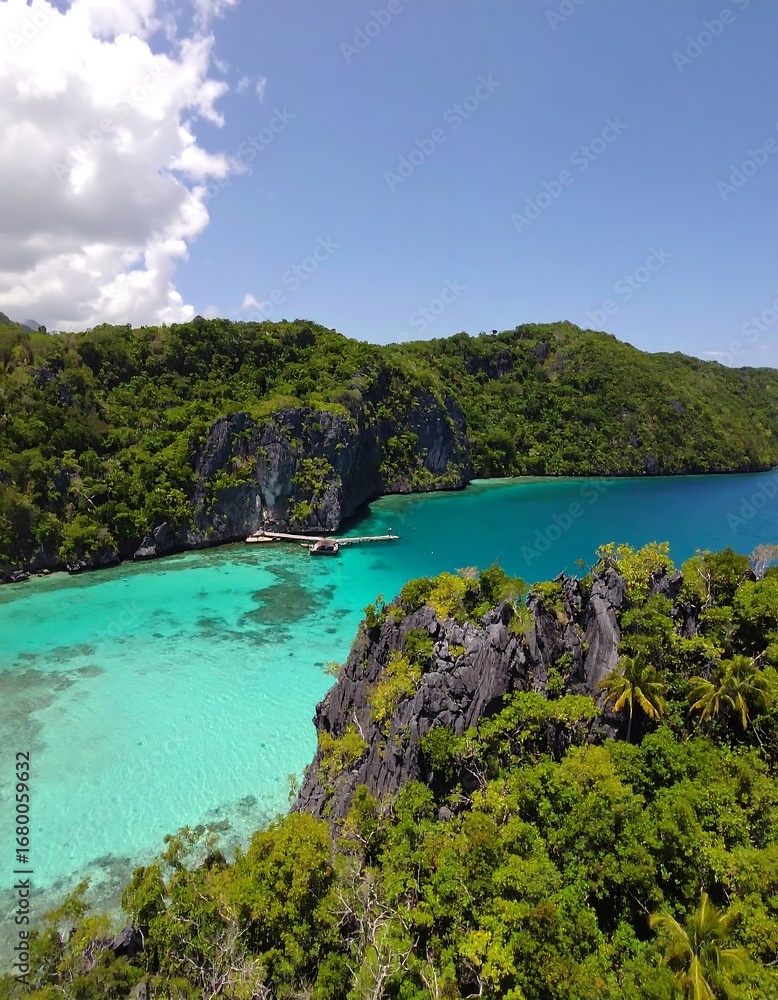 Fototapeta premium Tropical bay with lush greenery