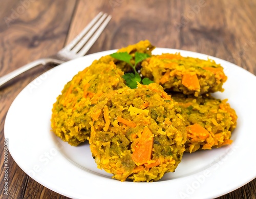 Golden patties on a white plate