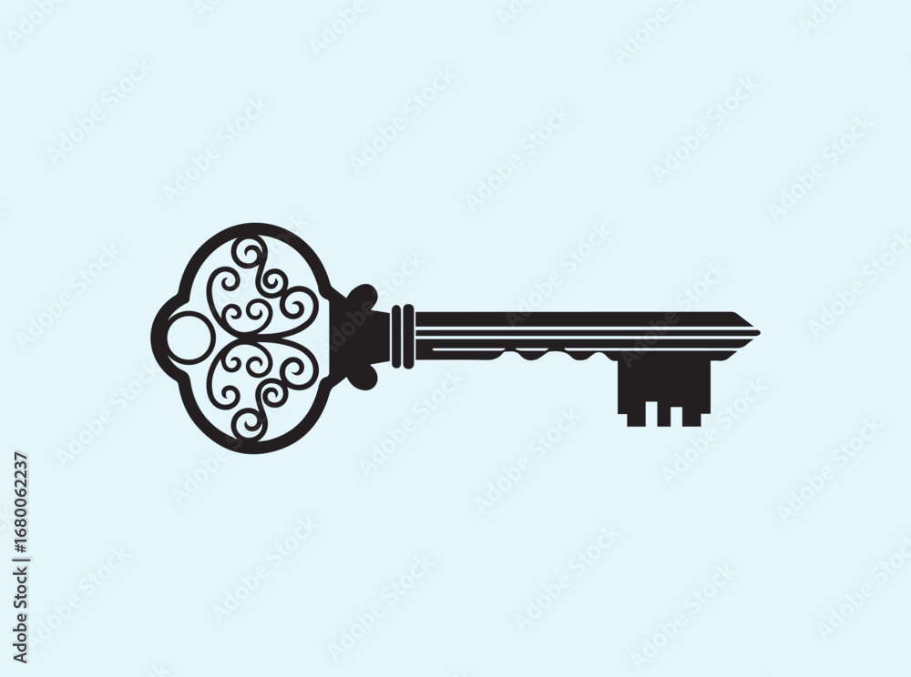 Obraz premium Minimalist Real Estate Icon House Key Silhouette in Black Vector Art 