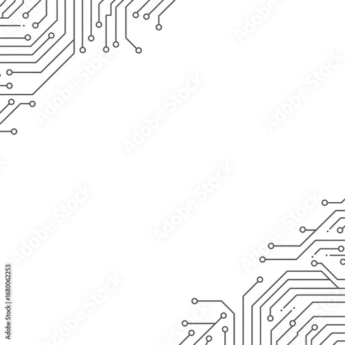 Abstract Grey Circuit Pattern on White Background