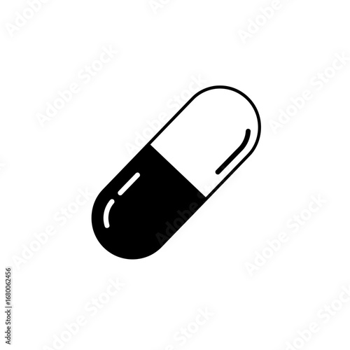 Black And White Capsule Pill Graphic Illustration