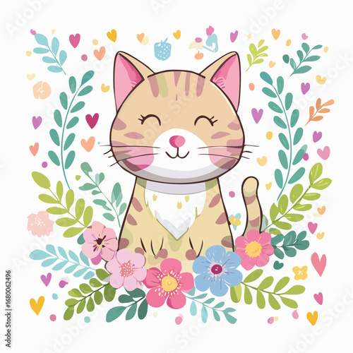 Adorable Kitten Cartoon Character